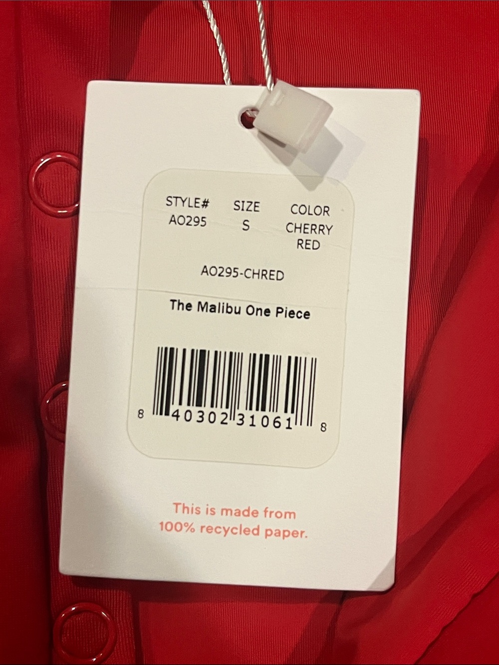 Andie The Malibu One Piece Swimsuit Cherry Red NWT Size Small - Picture 11 of 11